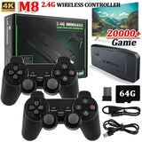 Consola de videojuegos M8, mando inalámbrico dual de 2,4 GHz, 4K, 10 000 juegos, 64 GB, retro, regalo de Navidad