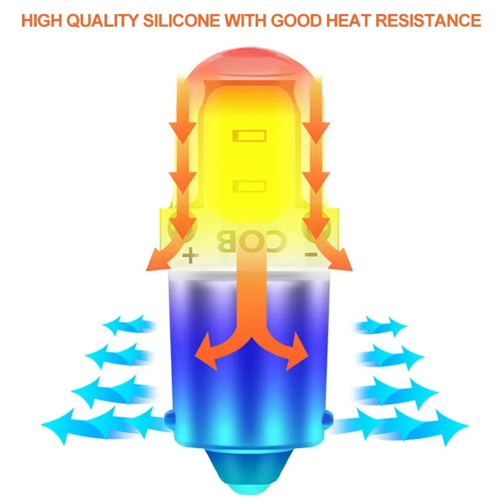 2PCS BA9S LED T4W H6W LED-CANBUS COB 2LED Bulb Car Interior License Plate Light Marker Reading Auto Lamp White 6000K 12V