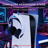 GAMINJA Host Heat Dissipation Base For PS5 With 7 Color Light Effect Headphone Hook Game Disc Storage Rack Handle Charging Stand