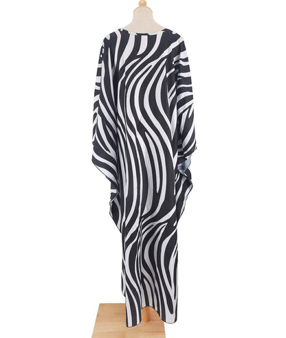 Vestidos caftán de talla grande para mujer, vestido caftán con cuello ondulado, vestido playero largo extragrande. 