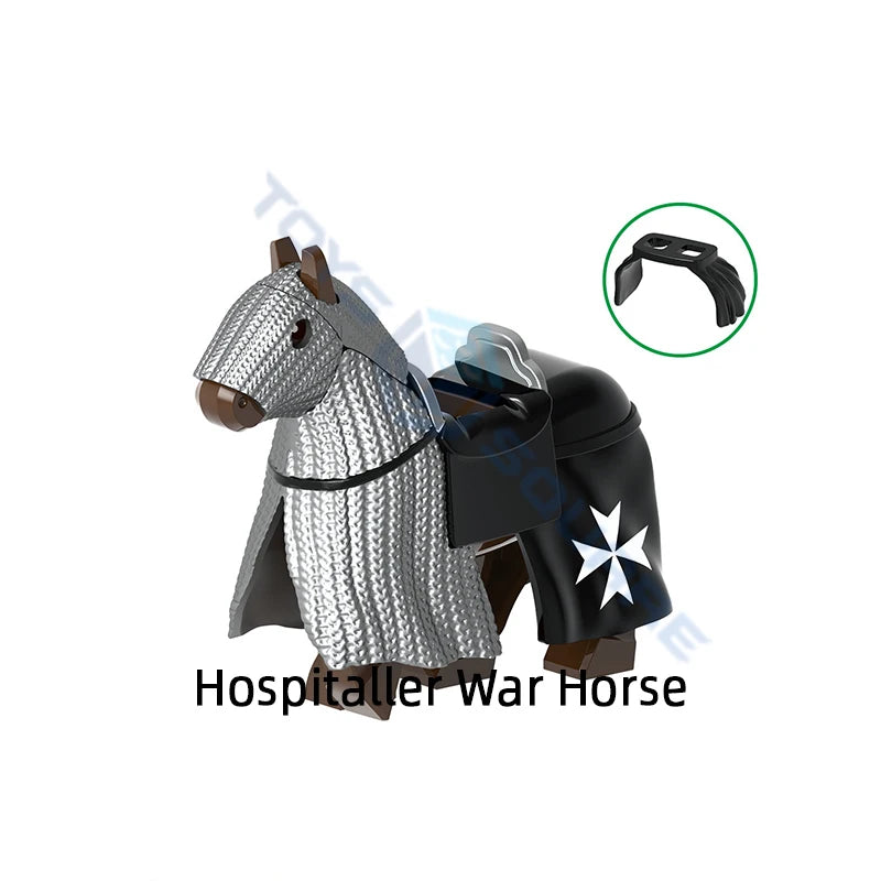 The Medieval Teutonic Knights Templar Holy Sepulchre Hospitaller War Horse Model Blocks MOC Bricks Set Gifts Toys G0128