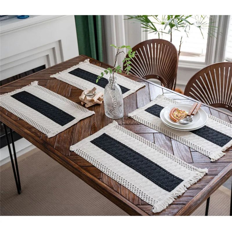Cotton Linen Placemats For Dinner Table Macrame Modern Accessory Kitchens Underplate Party Wedding Table Decor Place Mats Set
