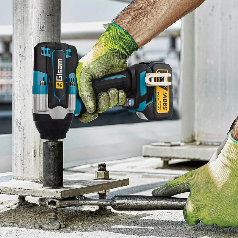 Gisam 1800N.M Torque Brushless Electric Impact Wrench 1/2 inch Screwdriver Cordless Wrench Power Tool For Makita 18V Battery Pin