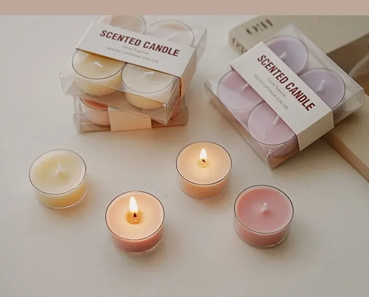 4pcs Handmade Tea Light Scented Candle Aromatherapy Soy Wax Candles Wedding Birthday Candle Party Home Decoration Photo Props
