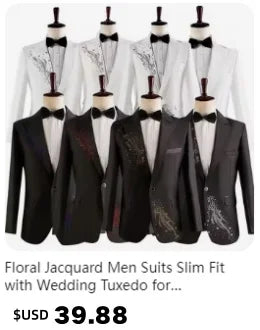 Traje de novio para boda 2025, corte entallado, 2 piezas (chaqueta y pantalón), transpirable (corbata incluida), ideal para padrinos de boda, fiestas y bailes de graduación.