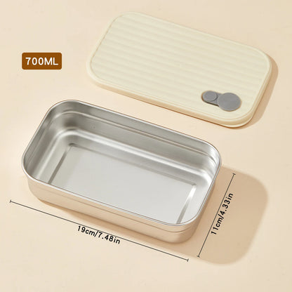 WORTHBUY 304 Stainless Steel Lunch Box With Lid Portable Fruit Salad Food Container Stackable Leak Proof Bento Box For Student