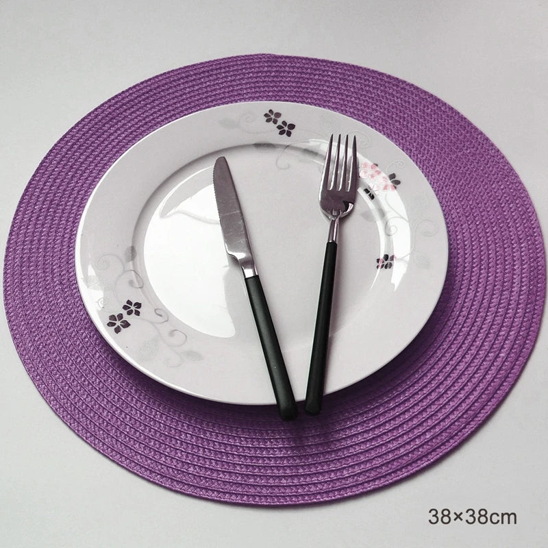 Round Placemats Set  Braided Circle Place Mat Washable Table Mats for Kitchen Dining Table Mixed Color Non-Slip Place mats