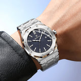 BINBOND Sturdy Stainless Steel Strap Quartz Wristwatches for Men Luxury Luminous Waterproof Auto Date Accurate Men's Watch Reloj