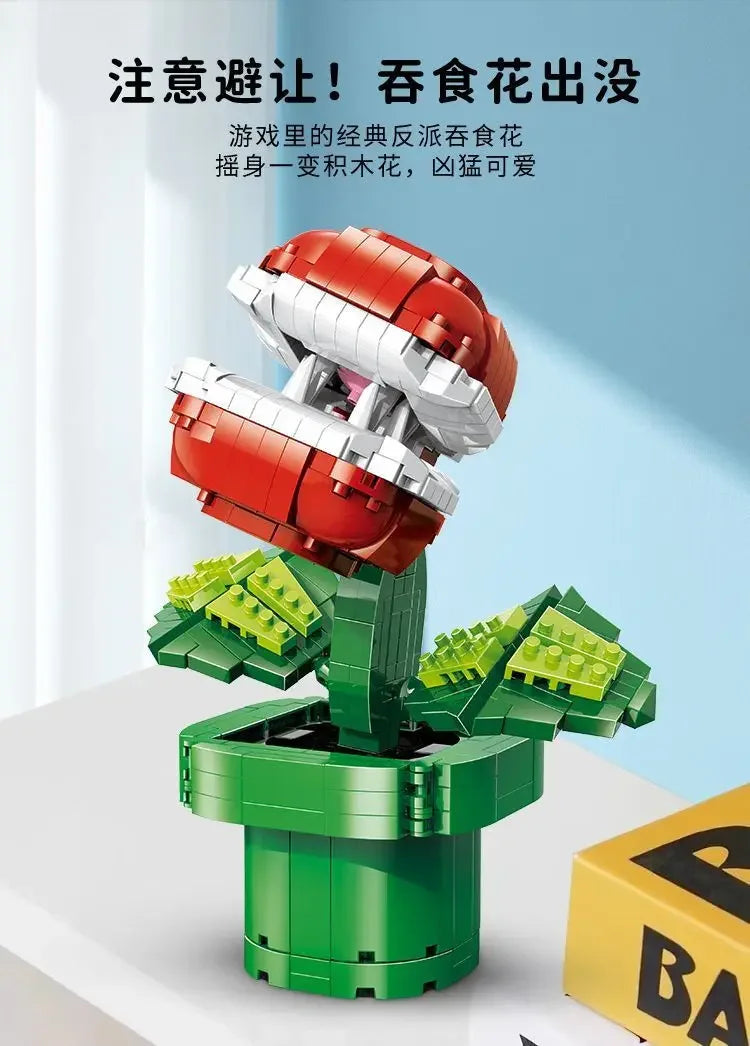 2026 MOC-Tree Supers Chomper Flower Brothers Bouquet Perpetual Home Decoration Plant Potted Model Building Block Bricks Gift Set