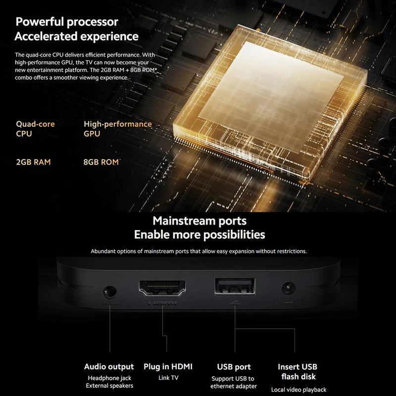 Xiaomi TV Box S 2nd Gen, Google TV smart tv Box, 4K Ultra-HD Quad-core Processor Dolby Vision HDR10+ Google Assistant,BT 5.2