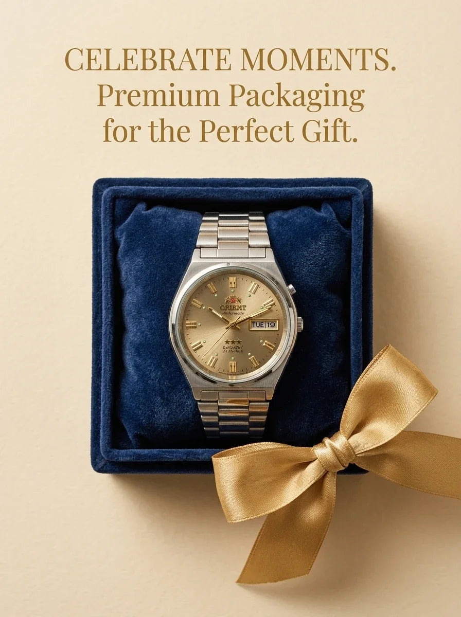 Relógio masculino automático vintage 36mm mostrador champagne em aço inox