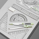 8PCS/Set Plastic Ruler Compasses Set Transparent Straight Ruler Measuring Ruler Set Square Eraser Protractor School Office