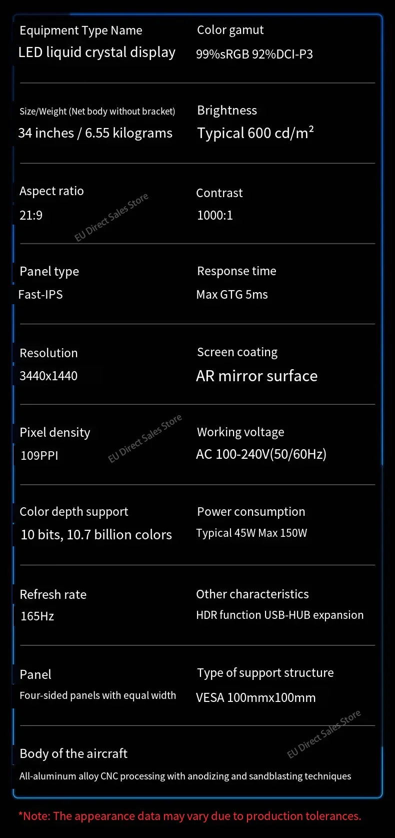 Kuycon Q34W 34-inch 4k165hz monitor e-sports gaming ultra-clear laptop desktop external mirror screen new original