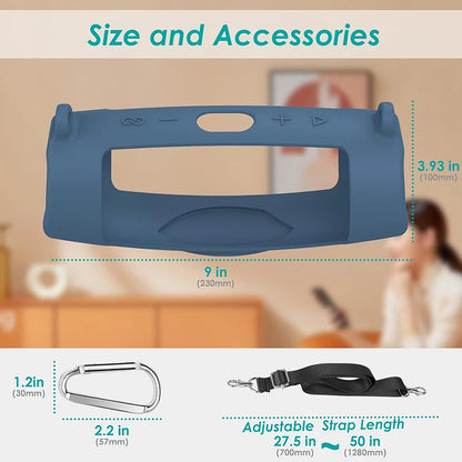 Newest Bluetooth Speaker Case Soft Silicone Cover Skin With Strap Carabiner for JBL Charge 5 Wireless Bluetooth Speaker Bag
