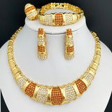 Dubai Jewelry Set For Women 18K Gold Plated Luxury Necklace Earrings Bracelet And Ring Set Jewelry For Wedding Party Trending