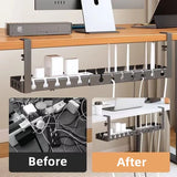 Under Table Storage Rack No-Drill Metal Cable Management Tray Home Office Desk Wire Organizer Retractable Power Strip Storage