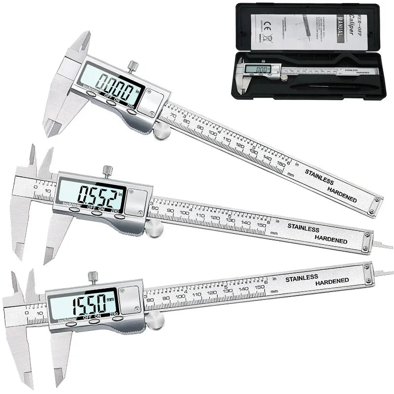 Calibrador Vernier digital electrónico de acero inoxidable de 6 pulgadas y 150 mm, micrómetro de metal, gran oferta.