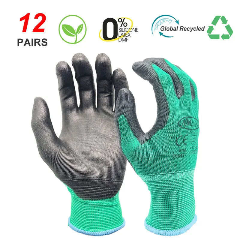 24Pieces/12Pairs Professional Working Protective Gloves For Men Construction Women Garden Nylon Running Glove Obtained CE EN388.