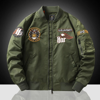 Chaqueta de vuelo de águila, ropa de trabajo para hombre, primavera y otoño, uniforme de béisbol de piloto, traje de vuelo táctico bordado, industria pesada, negro