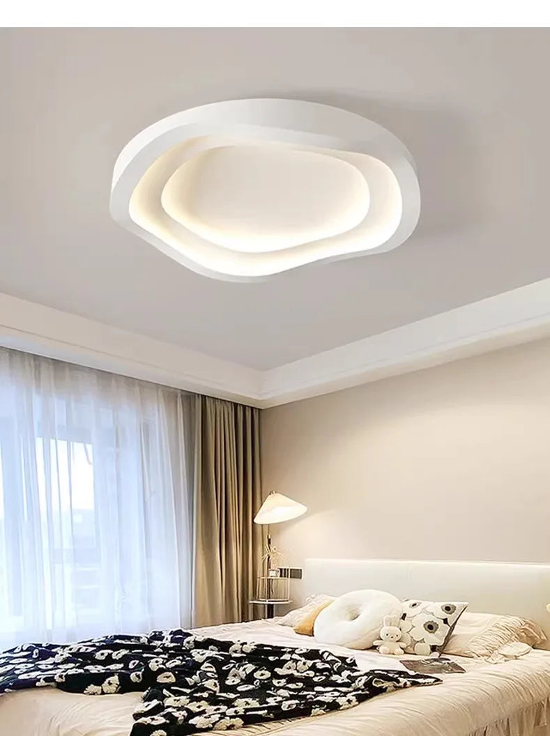 Modern Bedroom Ceiling Light Home Decor Simple Master Bedroom Lamps Nordic Circular Cream Style Living Room LED Lighting Fixture