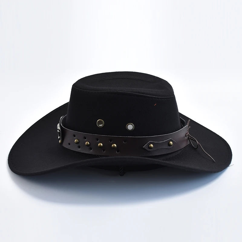 Artificial Suede Western Cowboy Hats Vintage Wide Brim Gentleman Cowgirl Jazz Hat Holiday Party Cosplay Hat
