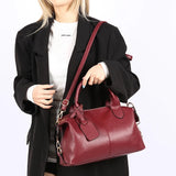 Genuine Brand Soft Leather Shoulder Bag For Women Casual Tote Bag Female Solid Color Purse Simple Design Handbag Commuting Sac