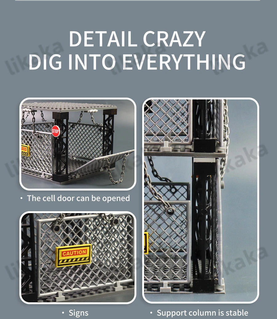 MOC Military Prison Building Blocks Military Restricted Area Trap Blocks Toys Sets DIY Construction Bricks Toys for Boys Gifts