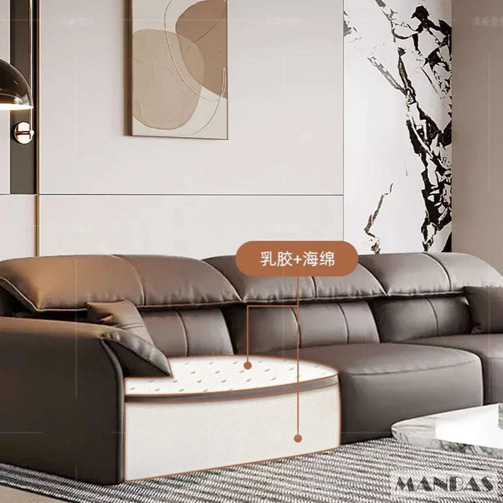 Electric Genuine Leather Sofa Bed Convertible Recliner – Modern Sectional Sleeper Couch with Adjustable Seats and Chaise Lounge