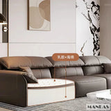Electric Genuine Leather Sofa Bed Convertible Recliner – Modern Sectional Sleeper Couch with Adjustable Seats and Chaise Lounge