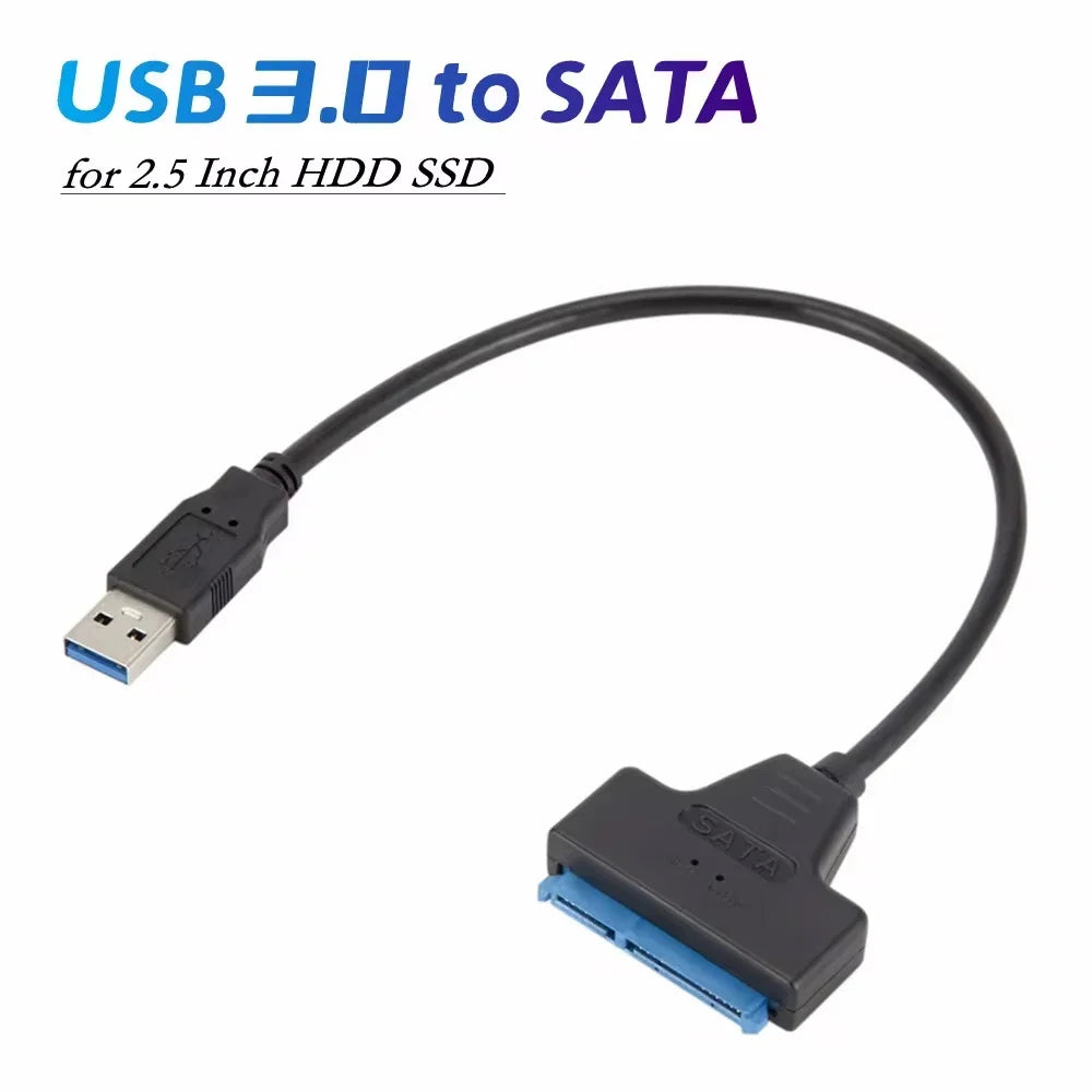 Cable adaptador SATA a USB 3.0 de 22 pines, compatible con discos duros externos HDD/SSD de 2,5 pulgadas, hasta 6 Gbps.