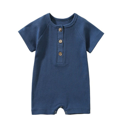 Pelele de verano para bebé, pijama fino de manga corta, mono acanalado, ropa de punto elástica, mono para niña