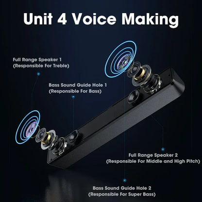 Barra de sonido para PC con cable e inalámbrica, altavoz Bluetooth, barra de sonido alimentada por USB para TV, PC, portátil, juegos, cine en casa, sistema de audio envolvente