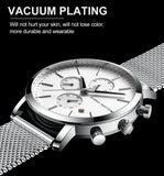 HANNAH MARTIN Brand Men Watch Black Stainless Steel Waterproof Fashion Sports Multifunctional Quartz Wristatch Relogio Masculino
