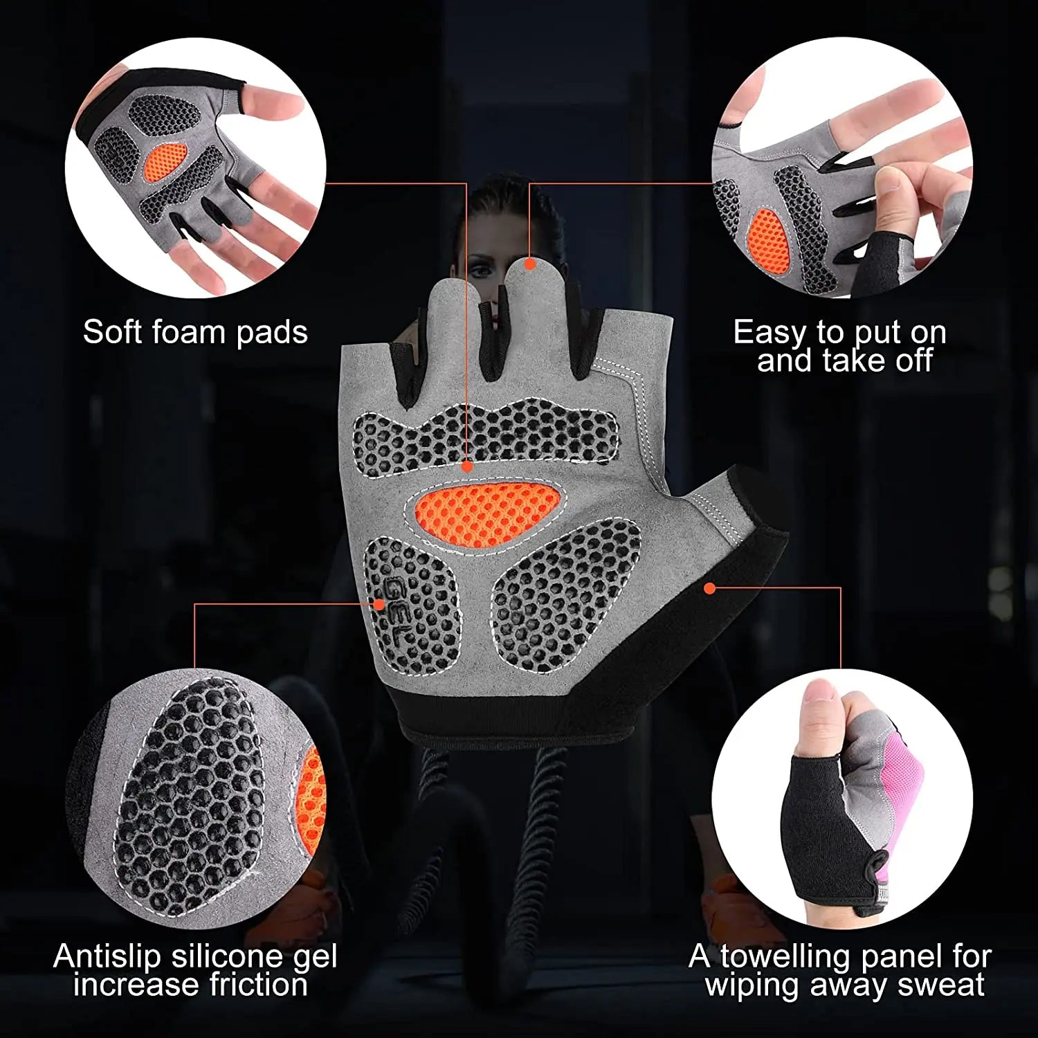 Men Women Gym Gloves Weightlifting Fitness Training Non Slip Palm Protector Breathable Fingerless Bike Bicycle Cycling Gloves