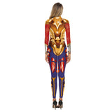 Women Superhero Cosplay Costume Printed Jumpsuit Outfit Fancy Dress Clothing Adult Bodysuit Zentai Muscle Suit Armor Combat Suit