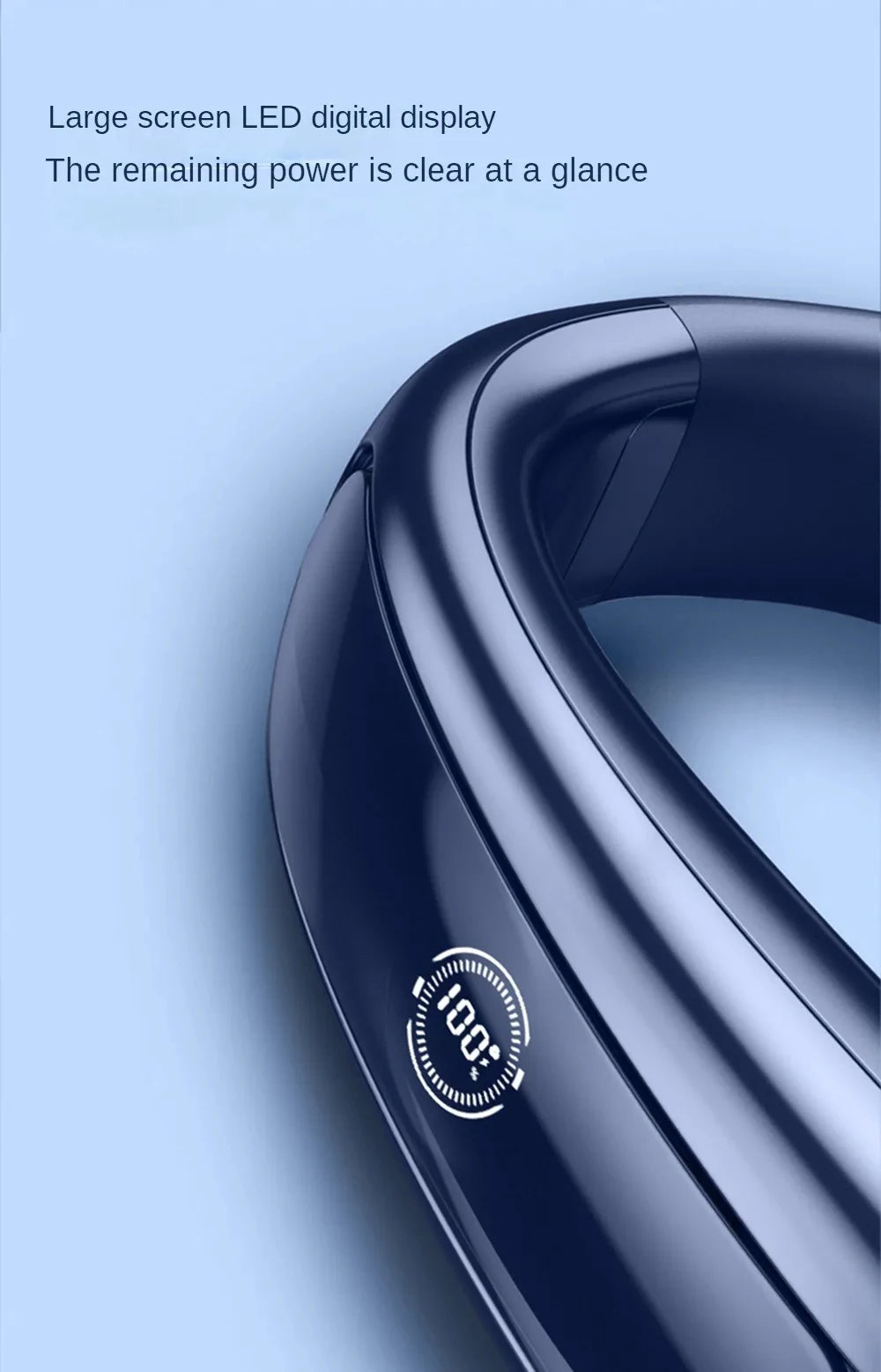 15000mah Portable Neck Fan Smart Digital Display USB Rechargeable Outdoors Bladeless Silent Cooling Neck Fan