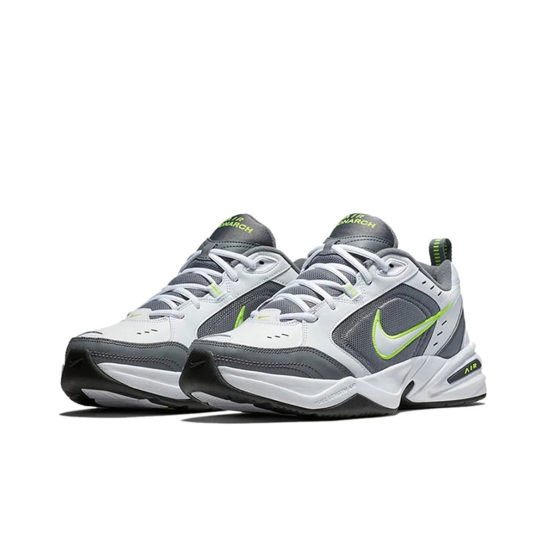 Zapatillas Nike Air Monarch 4 Low para hombre y mujer, clásicas, retro, informales, cómodas y acolchadas, blancas y plateadas.
