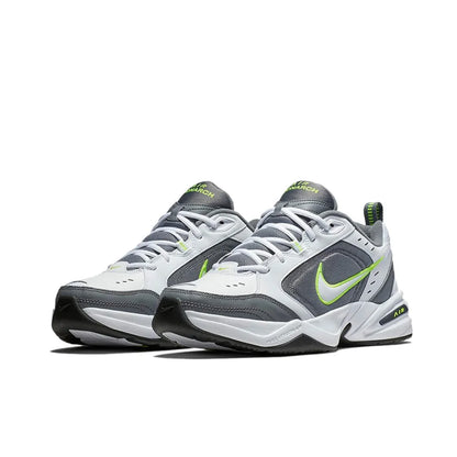Zapatillas Nike Air Monarch 4 Low para hombre y mujer, clásicas, retro, informales, cómodas y acolchadas, blancas y plateadas.