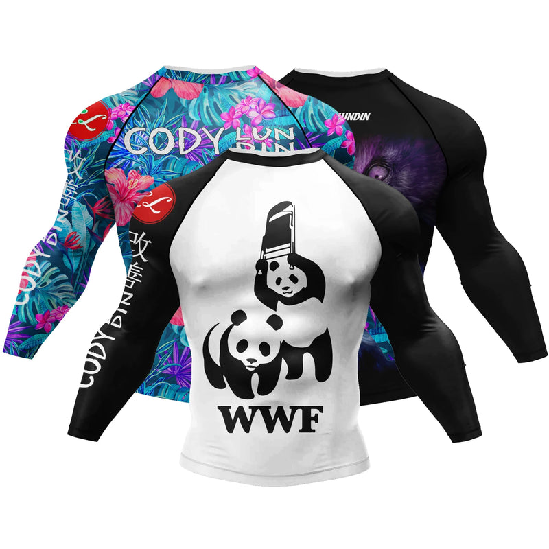 Custom Hot Sale Cody Lundin Wrestling BJJ Jiu Jitsu Rash Guard For Men 3D Sublimation Tattoo Tight Long Sleeve kickBoxing Jersey
