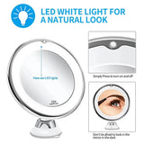 Flexible 10x Magnifying Vanity Mirror with Lights Touch Screen Lighting Dressing Makeup Lamp Bottom Sucker Portable Design LED