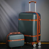 Rolling Luggage Set Women's Fashion Combination Lock Travel Suitcase Set Universal Cosmetic Bag Retro 2-Piece Trolley Luggage Set