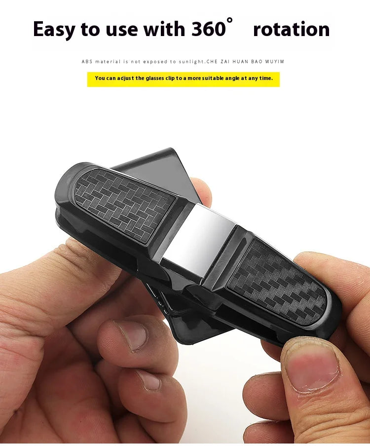 80-degree Rotating Multi-functional Car Eyeglass Storage Clip Bidirectional Automobile Eyeglass Clip Holder for Easy Access