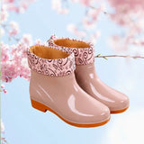 Botas de lluvia de manga corta para mujer, antideslizantes, con forro de algodón y forro polar, para adultos y trabajo de cocina. 