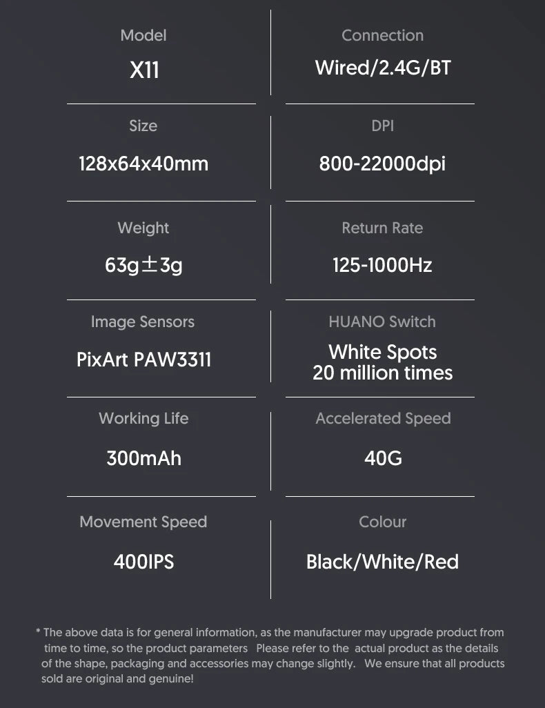 Attack Shark X11 Wireless Mouse Paw3311 22000DPI Buletooth Three Mode Rgb Charging Dock Lightweight Game E-Sports Mouse Laptop