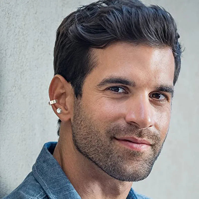 1 par/6 pares de brincos magnéticos de aço inoxidável para homens e mulheres, brincos de argola com clipe em aço sem piercing CZ para todas as idades