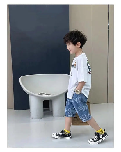 Boys' Summer Short Sleeve T-shirt New Small And Medium Children's Round Neck Top Children's Casual Versatile Half Sleeve Fashion