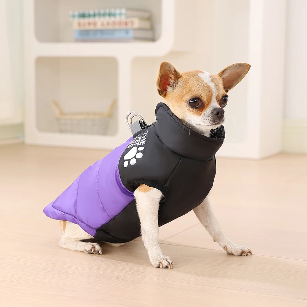 Warm Pet Clothing Winter Reflective Dog Costume Soft Windproof Zipper Jacket Coat With D-ring For Small Dog Chihuahua Labrador