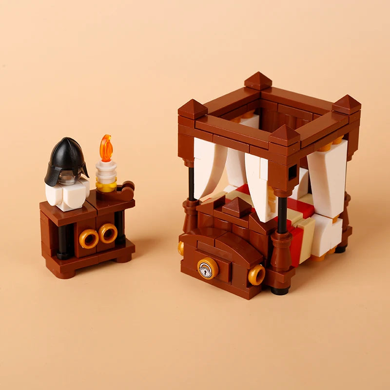 MOC Notice Board Building Blocks Bee Farm Fountain Bonfire Stove Medieval Town Street View Water Wall Bridge Road Sign Brick Toy