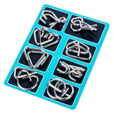 Conjunto de 8 Quebra-Cabeças de Arame Metálico, Jogos de Lógica e Raciocínio para Adultos, Desafios Mentais Estilo Montessori para Treinar Foco e Habilidades