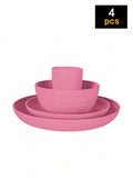 4/16/24pcs Reusable plastic tableware set, including plates, bowls and cups. Suitable for family picnics and school supplies